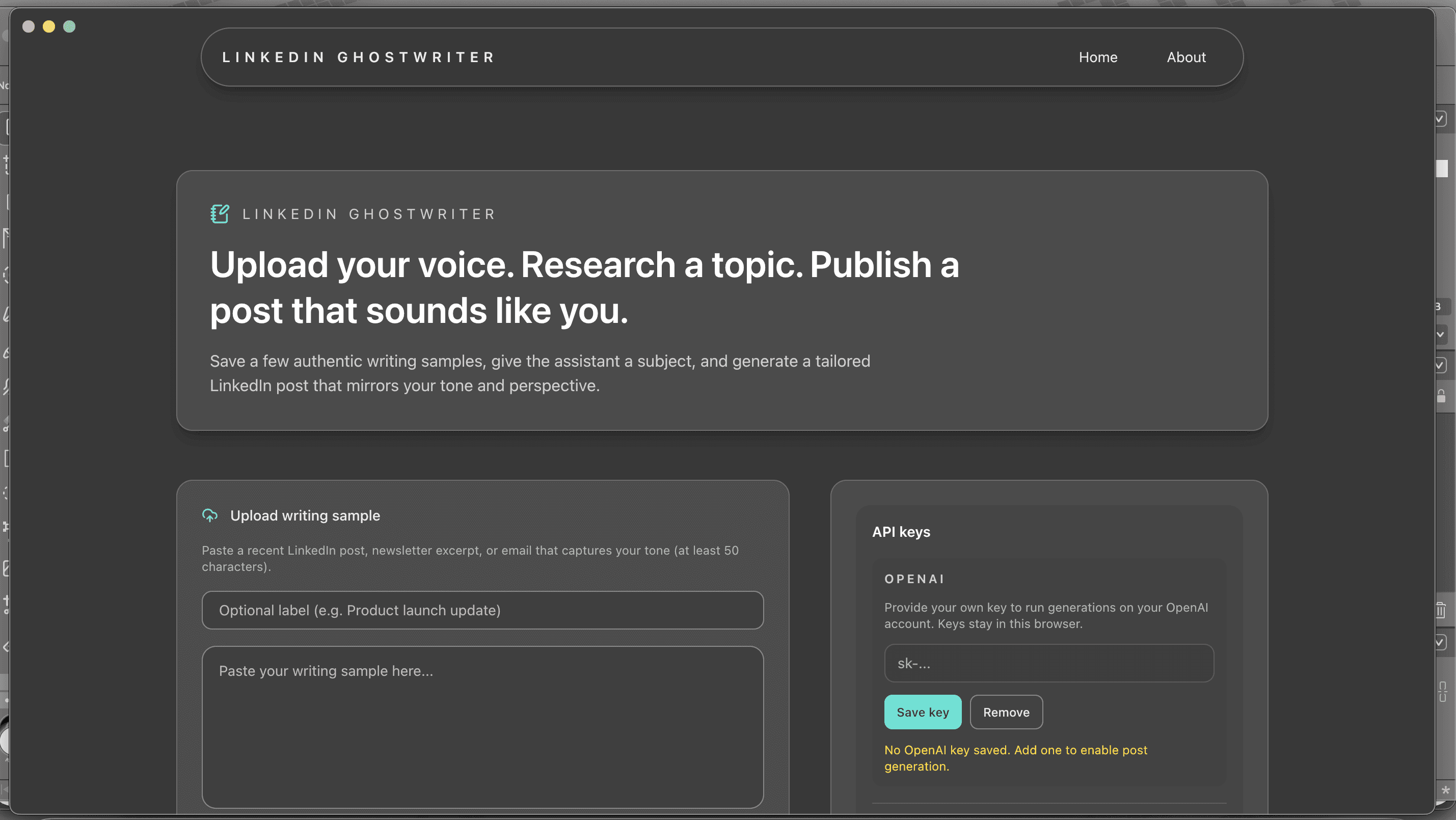 LinkedIn Ghostwriter desktop preview